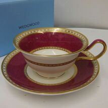 WEDGWOOD ULANDER POWDER RUBY 1客　ティーカップ&ソーサー　ユーランダー　パルダールビー ウェッジウッドお安くどうぞ_画像1