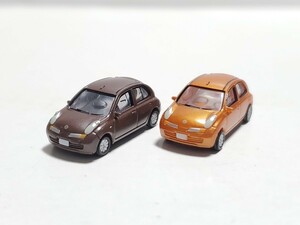 日産 マーチ 2台セット NISSAN MARCH オレンジ ブラウン 品番 96 98 カーコレクション 第6弾 コンパクトカー編 トミーテック TOMYTEC