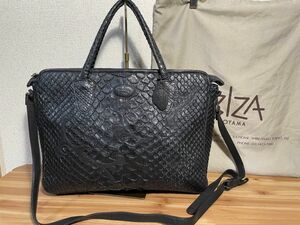 ★高級ライン・人気の黒★ IBIZA イビサ　イビザ　2WAY レザーバッグ　パイソン