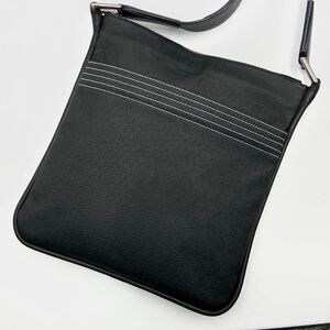 1円【極美品】LOEWE ロエベ リピートアナグラム メンズ ショルダーバッグ サコッシュ ポシェット 型押しロゴ 斜め掛け PVC×レザー 黒色