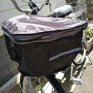 自転車用品 ２段式 カゴカバー 前カゴ用カバー 【ブラウン(茶色/薄茶色ライン)】 はっ水加工 便利な両開き♪  川住製作所  の画像4