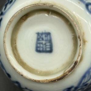 r042406 蓋付茶碗 染付 骨董 時代品 蓋茶碗 中国美術の画像2