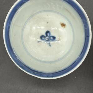 r042406 蓋付茶碗 染付 骨董 時代品 蓋茶碗 中国美術の画像3