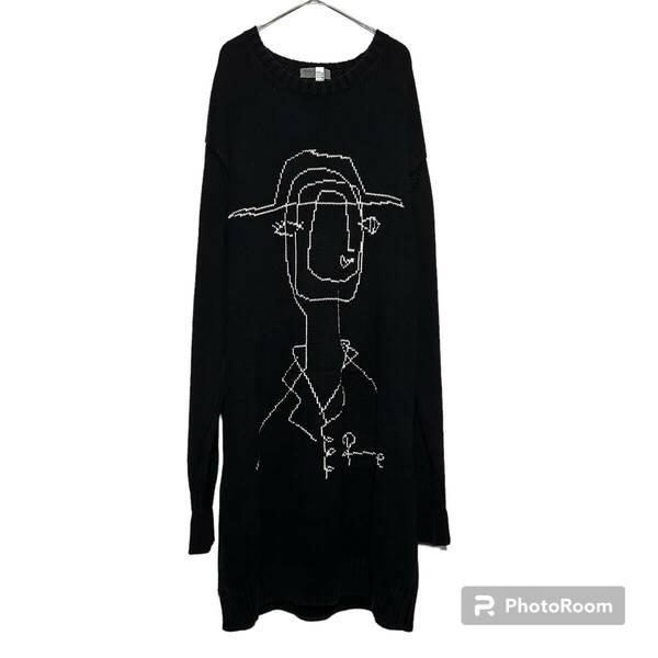 Yohji Yamamoto ヨウジヤマモト ロング丈ニットHR-K13-092男女兼用 POUR HOMME 16AW Rie Knit 宮沢りえ 刺繍 セーターカーディガン ワイズ