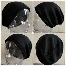 帽子 日本製 ニット帽 シルク シームレス ビーニー ホールガーメント 医療用帽子 ケア帽子 Mサイズ 男女兼用 メンズ レディース ブラック_画像2