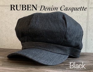 帽子 Ruben ルーベン キャスケット デニム アップル ふんわり シルエット サイズ調整 男女兼用 オールシーズン メンズ レディース ブラック