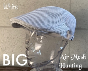 帽子 大きいサイズ 帽子 エアメッシュ ハンチング BIGサイズ 通気性抜群 ゴルフ サイズ調整 春 夏 ホワイト 新品