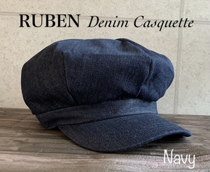 帽子 Rubenルーベン キャスケット デニム アップル ふんわり シルエット サイズ調整 男女兼用 オールシーズン メンズ レディース ネイビー