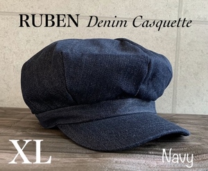 帽子 大きいサイズ XL Ruben ルーベン キャスケット デニム アップル ふんわり シルエット サイズ調整 オールシーズン BIGサイズ ネイビー