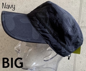 帽子 大きいサイズ BIG 撥水 迷彩 ワークキャップ カモフラ ポケッタブル 折り畳み アウトドア サイズ調整 キャンプ ネイビー