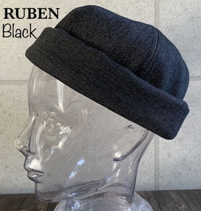 帽子 Ruben ルーベン デニム フィッシャーマン ロール キャップ 男女兼用 オールシーズン サイズ調整 ロールアップ ブラック
