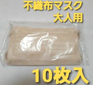 不織布マスク 10枚　ベージュ　プリーツマスク　　mask不織布マスク　花粉、UV対策にも！ 男女兼用！