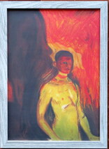 エドヴァルド ムンク Edvard Munch 地獄の自画像 1903年 ミクストメディア オルセー美術館認証 油彩 水彩 パステル 模写_画像1