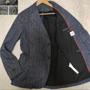 ZARA/ザラ XXL相当52サイズ 洗える ストレッチ トラベルテーラードジャケット/アウター 紳士服 ネイビーストライプ メタルバッジ メンズの画像1