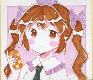 Art hand Auction Hand-drawn illustration small colored paper Touhou Project Hime Kaito Hatate, comics, anime goods, hand drawn illustration