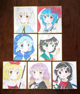  hand-drawn illustrations small square fancy cardboard higashi person Project higashi person star lotus boat 7 sheets set 