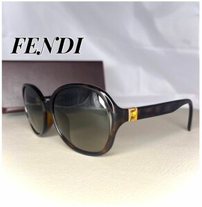 美品☆ケース付★ FENDI フェンディ　サングラス　ズッカ FFロゴ　べっ甲柄　マーブル　茶　FF0032 アイウェア　