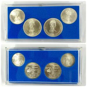 【A】第21回オリンピックモントリオール大会記念銀貨 オレンジ 1976年 10Dollars/5Dollars 同柄2種ずつ コレクション 長期保管品【486】の画像2