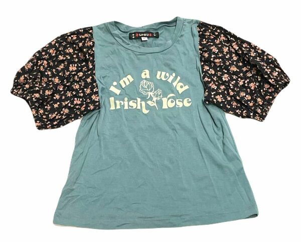 レトロン　120cm 半袖　tシャツ 子供服　ブルー　パフスリーブ Tシャツ カットソー