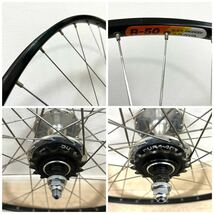 ⑪ HB-7600 シマノ デュラエース NJS DURA-ACE ARAYA R-50 BLACK ANODIZED アラヤヴィンテージ ピスト ホイール ハブ 前後セット SHIMANO _画像5