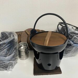 新品未使用　1人用鍋とコンロ台5セット　黒アルミ　いろり鍋