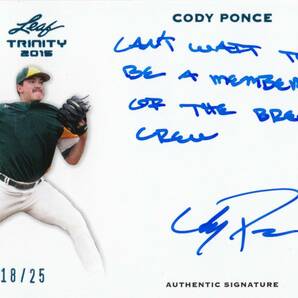 【コディ・ポンセ】直筆サインカード インスク入り25枚限定 東北楽天ゴールデンイーグルス 2015 LEAF CODY PONCE AUTO #検 TOPPS BBM EPOCHの画像1