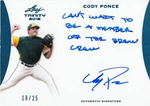 【コディ・ポンセ】直筆サインカード インスク入り25枚限定 東北楽天ゴールデンイーグルス 2015 LEAF CODY PONCE AUTO #検 TOPPS BBM EPOCH