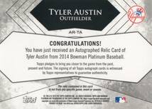 【オースティン】ジャージ 直筆サインカード 50枚限定 横浜DeNAベイスターズ 2014 TOPPS PLATINUM TYLER AUSTIN AUTO #検索 BBM EPOCH_画像2