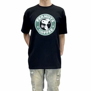 新品 大きい オーバーサイズ XXL 3XL 4XL 5XL 対応 スヌーピー スタバ ロゴ 掠れ ビンテージ プリント ビッグ Tシャツ ロンT パーカー 対応