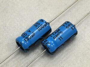 即決 CDE (Illinois Capacitor) 100uF 35V 85℃ TTA 2本 アキシャルリード 電解コンデンサー