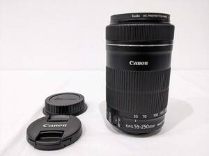 【10520】Canon キヤノン キャノン LENS 望遠 ズームレンズ EF-S 55-250mm 1:4-5.6 IS Φ58mm Kenko ケンコー レンズ保護フィルター付き