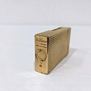 【2471】1円 S.T.Dupont デュポン ライン1 R5AD41 ガスライター ローラー式 ゴールドカラー 格子柄 火花確認済み フランス製 喫煙具の画像5