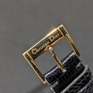 【46040】1円 Christian Dior クリスチャンディオール CD D82-150 カナージュ 黒文字盤 ブラック×ゴールドカラー スクエア クオーツ QZ の画像9