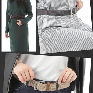 送料無料・新品・メンズ メッシュベルト フリーサイズ 編み込み 伸縮ベルト ゴム 伸びる カジュアル ビジネス ブラック・男女兼用の画像5