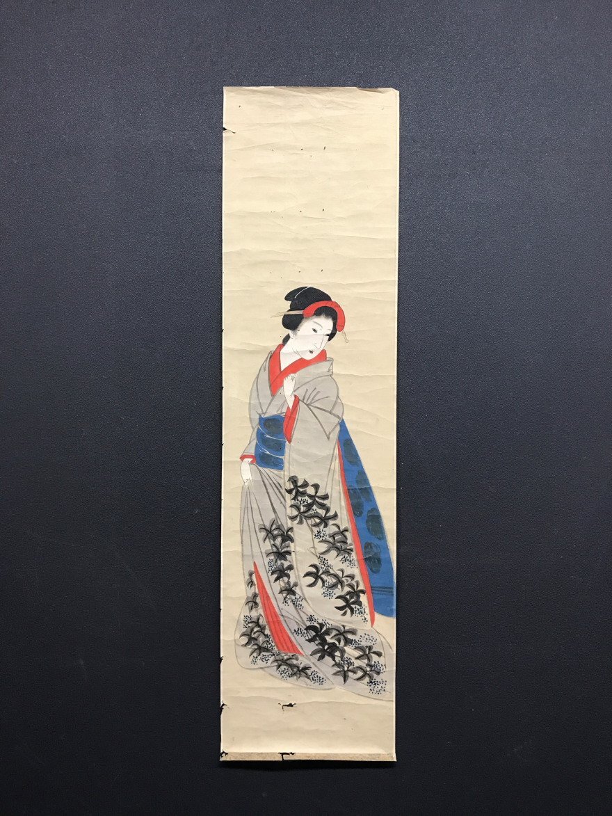 [One light] vg8258 Peinture manuscrite ukiyo-e de Hijikata représentant une belle femme, non signé, Makuri, peinture, Peinture japonaise, personne, Bodhisattva