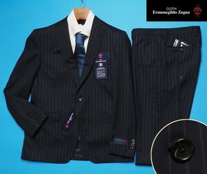 新品17.3万円 大手百貨店扱い 春夏『Ermenegildo Zegna ゼニア COOL EFFECT 伊製生地』ウール100% ストライプ スーツA5濃紺(B) 1521281