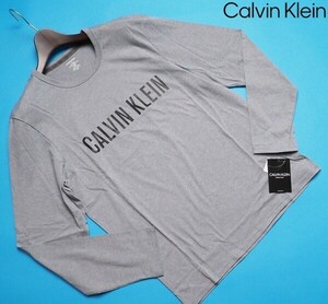 新品正規品 Calvin Klein カルバンクライン コットン100% 天竺 ロングTシャツ US:L JP:XL 灰(W6W) NM1958