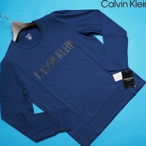 新品正規品 Calvin Klein カルバンクライン コットン100% 天竺 ロングTシャツ US:XL JP:XXL 紺(C3I) NM1958の画像1