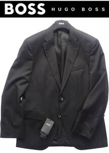 通年物129,000円新品HUGO BOSSボス★ダークジャケットは艶が重要。明らかにステージが違う上質感SUPER120’S黒ブレザー【48L＝日本M】