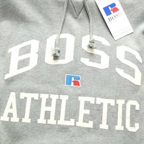 通年物36,000円新品HUGO BOSSヒューゴ・ボス★BOSS×RUSSELLコレクション「レトロ・アメリカーナ」グレーフーディー【欧米XL＝日本XXL～3XLの画像5