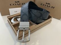 COACH コーチメンズ ベルト　新品　リバーシブル　シグネチャー　バックル回転　フリーサイズ　紳士　ビジネス　通勤通学_画像4