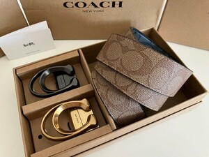 COACH コーチ リバーシブル シグネチャー バックル回転 紳士 ビジネス ベルト