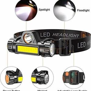 LED ヘッドライト 2個 USB 釣り アウトドア 軽量 小型 キャンプの画像7