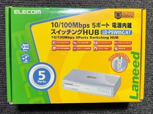 ELECOM LD-PSW05C/AT ★ スイッチンクハブ HUB 5ポート 10/100Mbps 電源内蔵 ネットワーク インターフェイス エレコム マグネット付