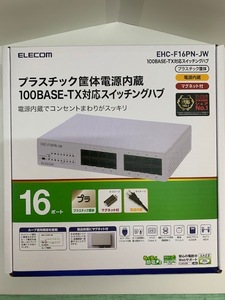 エレコム スイッチングハブ 16ポート 10/100Mbps マグネット付 電源内蔵 EHC-F16PN-JW