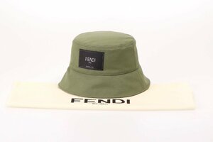 フェンディメンズ バケットハット カーキ コットン ロゴ サイズＬ 約60cm FENDI HAT FXQ801 AIKH F0QG2 KHAKI 新品/3