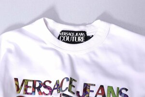 ヴェルサーチジーンズ クチュール ベルサーチ Tシャツ ホワイト レインボーロゴ サイズS VERSACE JEANS COUTURE 74GAHG01 新品