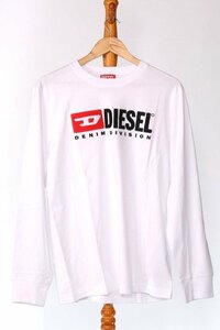 ディーゼル メンズ ロングスリーブＴ ロゴプリント T-Just-Ls-Div ホワイト サイズS 送料無料 DIESEL L/S-T A03768 0AAXJ 100 WHITE 新品