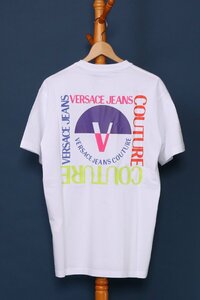 セール ヴェルサーチジーンズ クチュールVERSACE JEANS COUTUREベルサーチ Tシャツ ホワイト サイズS R SQUARE V EMBLEM 74GAHF04 新品