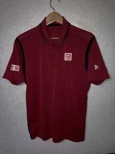 UNIQLO ND ユニクロ ノバク・ジョコビッチ　2016年 全仏オープンモデル ドライEX 半袖 テニス ポロシャツ ワインレッド Lサイズ341-170122